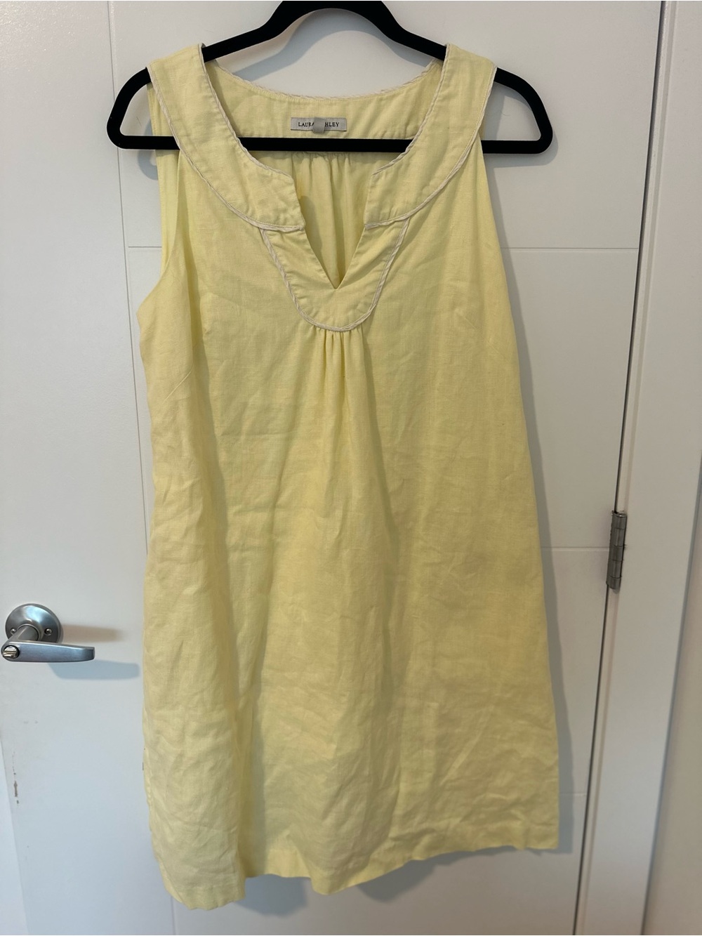 Laura Ashley Butter Yellow Linen-Feel Sleeveless Tunic Dress US 10